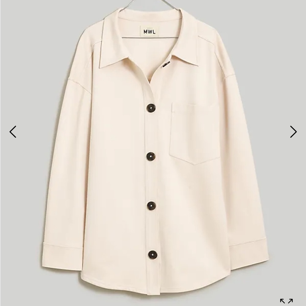 Madewell Ponte Oversized Shirt Jacket Linen Ivory Large NWT - Picture 3 of 10